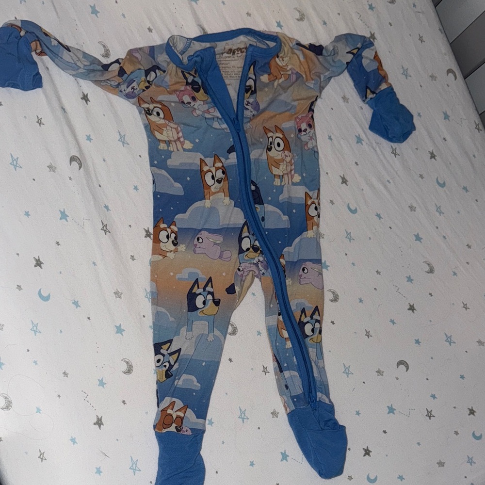 Little Sleepies Blue Cartoon Print Kids Pajama